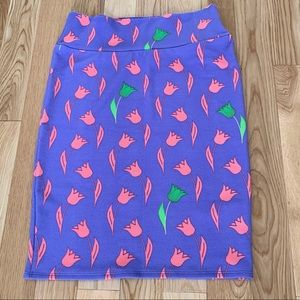 LuLaRoe Cassie Purple Floral Pencil Skirt L